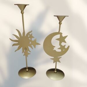 Gold Sun and Moon Candle Holders